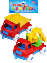 Игрушка РЫЖИЙ КОТ Набор машинок №3 2в1 ЭКСКАВАТОР + САМОСВАЛ И-5679 051693