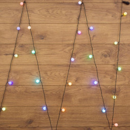 Гирлянда NEON-NIGHT (303-559) ГИРЛЯНДА &quot;ШАРИКИ&quot; O25ММ 5М, ТЕМНО-ЗЕЛЕНЫЙ ПВХ, 25 ДИОДОВ, RGB