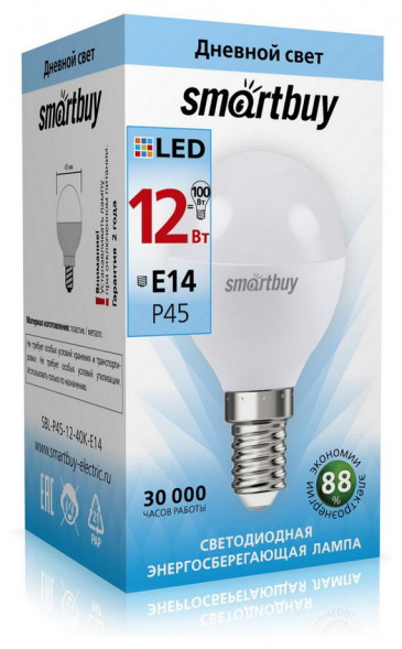 Лампа SMARTBUY (SBL-P45-12-40K-E14) 12W/4000/E14