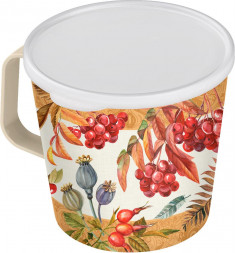 Контейнер-кружка HOMVER IZI-GO Теплый дом 750мл с декором (бежевый) 222141827/09