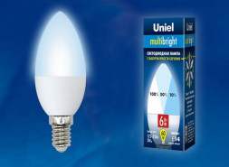 Лампочки светодиодные UNIEL (UL-00002374) LED-C37-6W/NW/E14/FR/MB PLM11WH