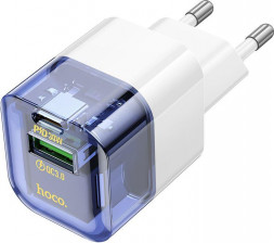 HOCO (6942007609838) 1USB+1Type-C 3.0A QC3.0 PD 30W Transparent Blue