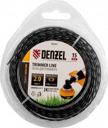 Леска для триммера DENZEL Леска для триммера двухкомпонентная эллипс, 2,0мм х 15м, блистер EXTRA CORD 96247