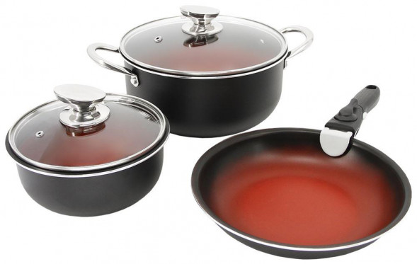 POMIDORO POMI D&#039;ORO P640556 Comodo set Набор посуды для приготовления со съемной ручкой