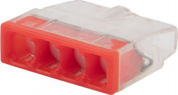 Клемма REXANT (07-3218-5) Экспресс-клемма с пастой СМК 2273-244, 4-проводная 0.5-2.5 мм , прозрачная, блистер (5 шт./уп.)