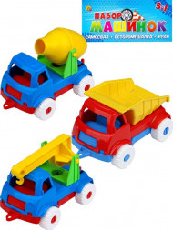 Игрушка РЫЖИЙ КОТ Набор машинок №4 3в1 САМОСВАЛ + БЕТОНОМЕШАЛКА + КРАН И-5680 051694
