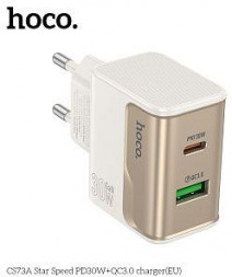 СЗУ HOCO (6942007653794) CS73A 1USB+1Type-C 3.0A PD 30W+QC3.0 White