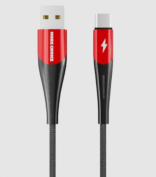 Кабель MORE CHOICE (4627151198156) K41SaNew USB (m)-Type-C (m) 1.0м, черный/красный