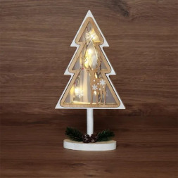 Фигура интерьерная NEON-NIGHT (504-028) ДЕРЕВЯННАЯ ФИГУРКА С ПОДСВЕТКОЙ "ЕЛКА НА ПОДСТАВКЕ" 14,5Х5Х30 СМ