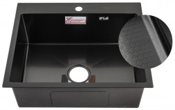 Мойка врезная FABIA PROFI 605033G Мойка врезная 60х50 см, ГРАФИТ, ДИЗАЙН толщина 3,0 х 1 мм, глубина 220 мм + большой сифон с переливом + корзина +коврик