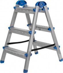 Лестница СИБРТЕХ Стремянка двухсторонняя 3 ступени, сталь профиль, стальные ступени, Россия