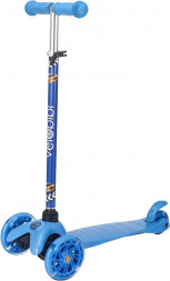 Самокат VELOBIBI 3-х колесный Megapolis (54*11*61-78см, кол. 120/76мм PU со светом) синий СМК-2109 ПП-00218757