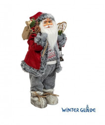 Игрушка WINTER GLADE Фигурка Дед Мороз 60 см с ракеткой и фонарем (красный/серый) М43