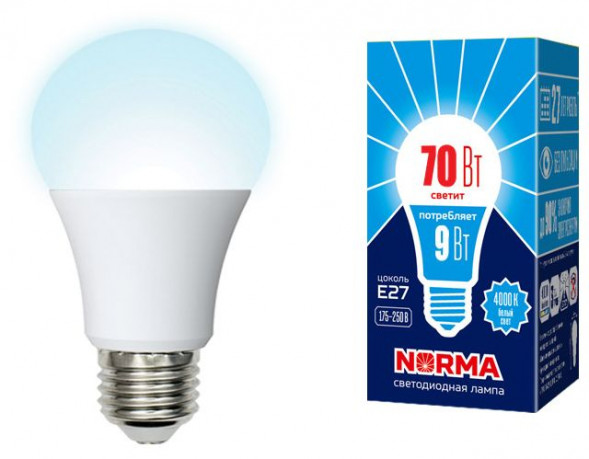 ЭЛЕКТРИКА VOLPE (UL-00005623) LED-A60-9W/4000K/E27/FR/NR картон