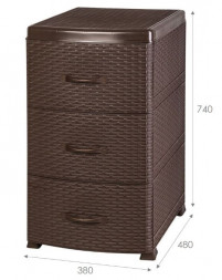 Комод VIOLET РОТАНГ коричневый 3-х секц. 35601