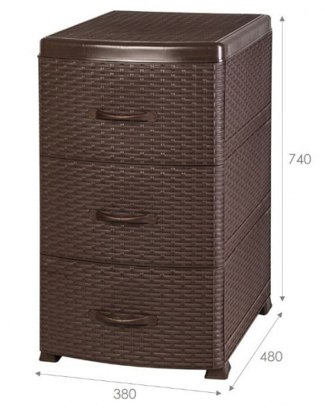 Комод VIOLET РОТАНГ коричневый 3-х секц. 35601