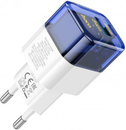 HOCO (6942007609869) C131A 1м 1USB+1Type-C 3.0A QC3.0 PD 30W Transparent Blue 1 м