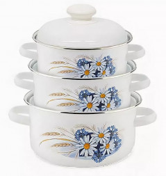 Набор посуды ЛЫСЬВА 124АП2/4 Ромашковое поле, эмал. (6 предметов)
