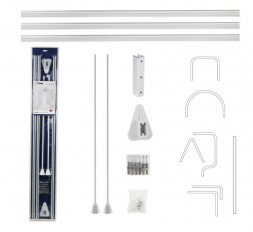 Карниз в ванную GFMARK 100011 Карниз в ванную угловой - универсальный белый с гибкой перекладиной