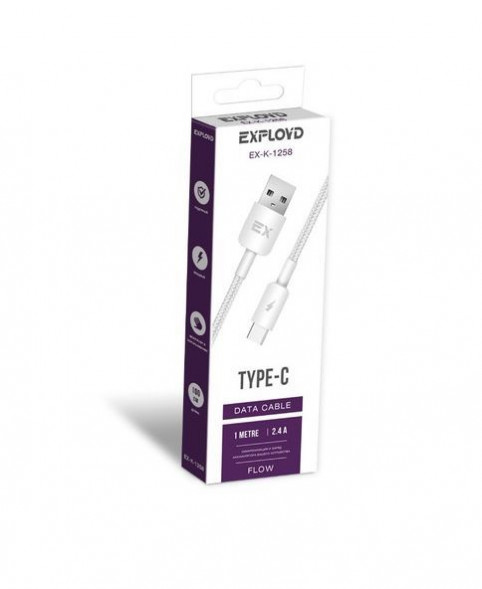 Кабель EXPLOYD EX-K-1258 Дата-кабель USB - TYPE-C 1М белый