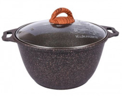 Кастрюля KUKMARA кго42а а/пр литая 4,0л стекл/кр Granit ultra original
