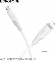 Кабель BOROFONE (6941991121968) BX119ia USB 3.0A PD 27W для Lightning ng 8-pin Type-C - 1м , белый