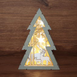 Фигура интерьерная NEON-NIGHT (504-025) Деревянная фигурка с подсветкой "ЕЛОЧКА" 20Х6,5Х29см