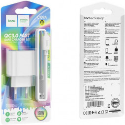 СЗУ HOCO (6931474784827) C109Am White СЗУ 1USB 3.0A 18W+QC3.0 быстрая зарядка для micro USB