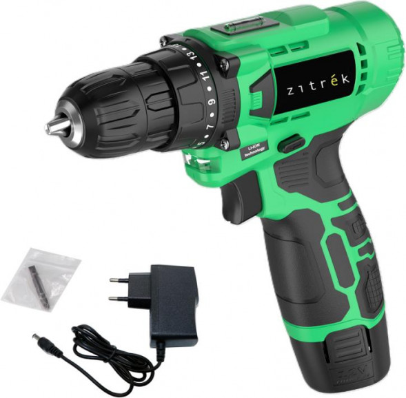 Дрель-шуруповерт аккумуляторная ZITREK Green Li Plus, 12В, 1x1.5Ач 083-1021