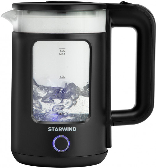 ЧАЙНИКИ ЭЛЕКТРИЧЕСКИЕ STARWIND SKG1053 1.7л. 1800Вт черный (стекло)