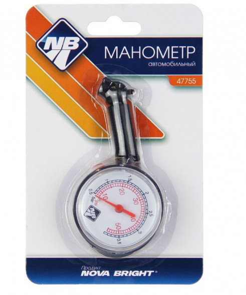 Манометр NOVA BRIGHT шинный в блистере (до 3.5 атм) 47755