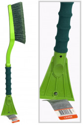 Щетка для снега LI-SA LS209 cо скребком, поролоновая ручка, расщепленная щетина, салатово-зеленая (65см) 39903