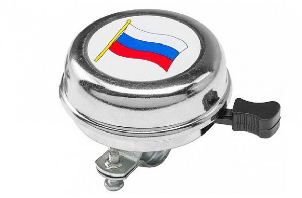 Звонок STELS Звонок 54BF-01 с российским флагом, стальной, хромированный 210210 LU081942