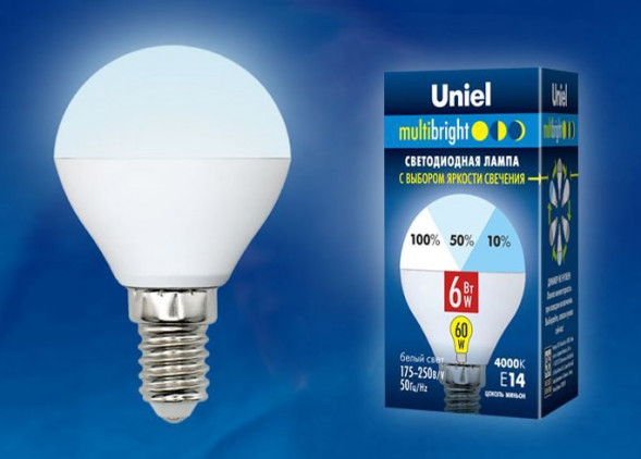 Лампочки светодиодные UNIEL (UL-00002376) LED-G45-6W/NW/E14/FR/MB PLM11WH