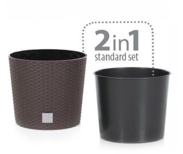 Кашпо PROSPERPLAST Кашпо RATO ROUND DRTUS400L-440U венге 2пр 35 и 37,65л