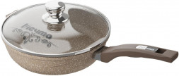 Сковорода МЕЧТА с28806 с несъемной ручкой и стекл. крышкой. "Гранит brown" 28см