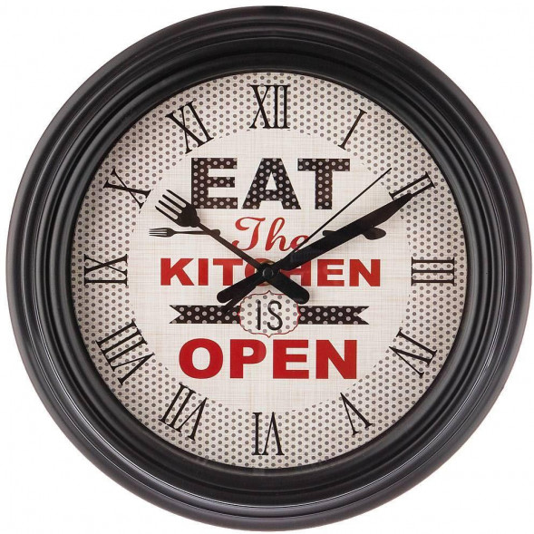 Часы настенные LEFARD 220-377 CHEF KITCHEN ЧЕРНЫЙ d31см циферблат d22,5см