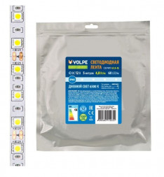 СВЕТОДИОДНАЯ ЛЕНТА VOLPE (UL-00004533) ULS-Q323 2835-60LED/M-8MM-IP65-DC12V-4,8W/M-5M-3000K катушка в герметичной упаковке