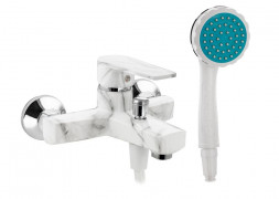 Смеситель в ванную BRIMIX 586 Смеситель в ванную короткий нос , шаровый из высокопрочного пластика АБС - БЕЛЫЙ МРАМОР