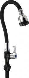 Кран на одну воду BRIMIX 6632 Кран на одну воду, гибкий излив с двухрежимным аэратором , металлокерамика, черного цвета , из высокопрочного пластика АБС