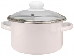 Кастрюля ЭМАЛЬ 33-Б1612С бисквит цил 3,0л стекл/кр мет/об