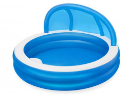 Бассейн BESTWAY 54337 Бассейн надувной семейный 2.41*2.41*1.40M SUMMER DAYS с навесом (8945)