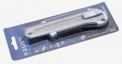 Нож OASIS Pro с сегментированным лезвием 25х125х0,7 мм, обрезиненный алюминиевый корпус 1030601011 цвет серый