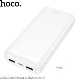 Powe Bank HOCO (6942007656092) J153A 20000mAh 2USB+1Type-C+1micro USB 2.0A, белый