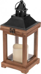 Гирлянда NEON-NIGHT (513-075) Декоративный фонарь со свечкой, корпус из дерева, размер 14х14х35cм, цвет теплый белый