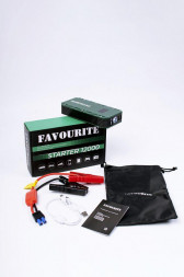 Пусковой многофункциональный аккумулятор FAVOURITE STARTER 12000, 12000 мАч, 5В/2А, 12В, 500/1000 А, Запуск бенз-ых двигателей объемом до 5 л. Запуск дизельных двигателей объемом до 3 л