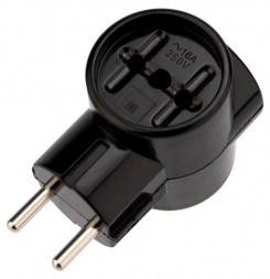 REXANT (11-1082) РЕТРО 16А б/з , тройник, черный