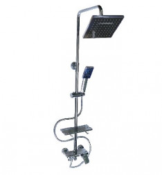 набор для душа BRIMIX 3081 Смеситель+стойка душевая тропический душ с двумя лейками ПЛОСКИЙ корпуc