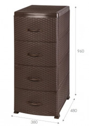 Комод VIOLET РОТАНГ коричневый 4-х секц. 35701