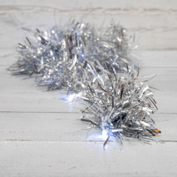 Гирлянда NEON-NIGHT ГИРЛЯНДА МИШУРА СЕРЕБРЯНАЯ 10 LED 1,5 М, ПР-Й ПВХ, БЕЛЫЙ СВЕТ